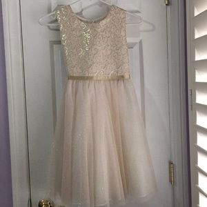 pink gold and white sparkly dress